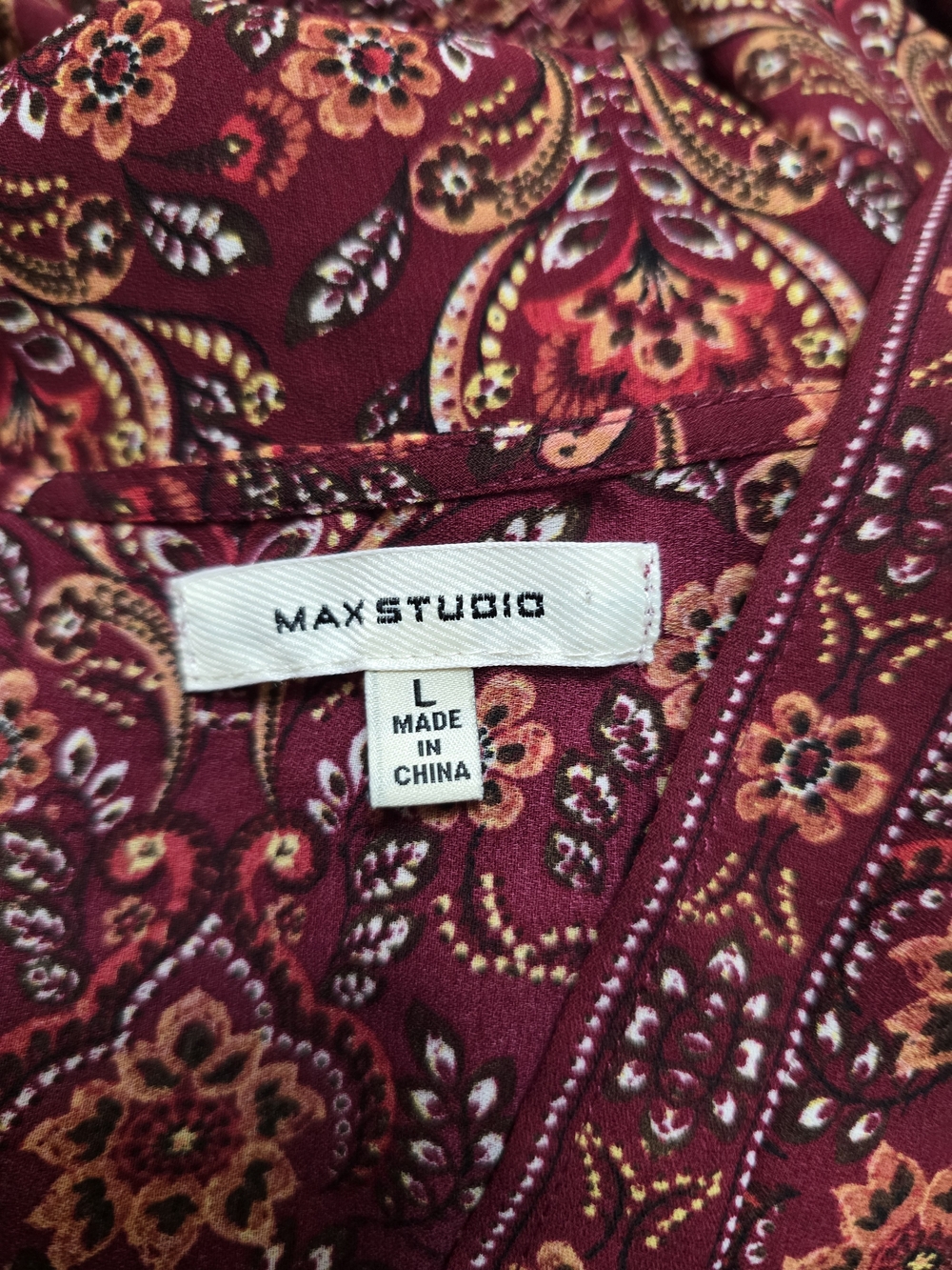 Woven V-Neck Tie-Waist Top in Burnt Red - Picture 3 of 8